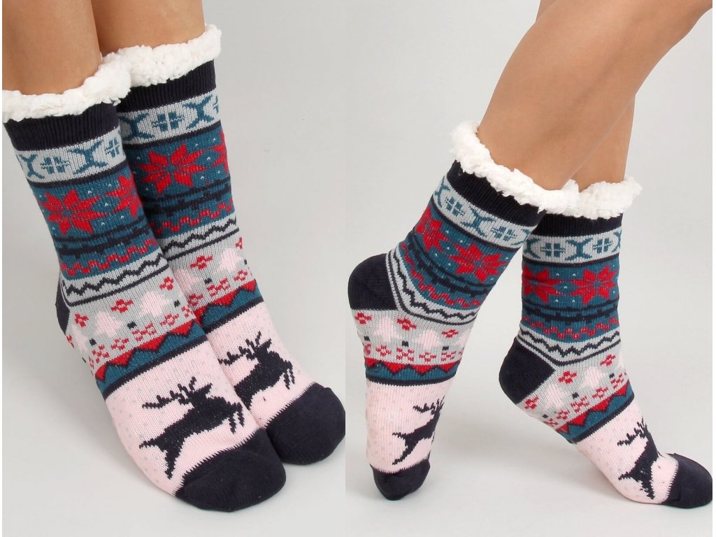 Vánoční teplé ponožky se sobem Leah