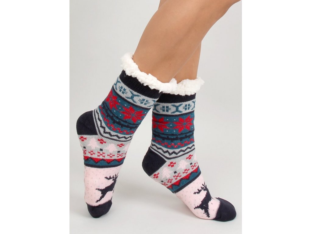 Vánoční teplé ponožky se sobem Leah
