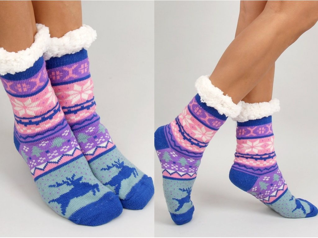 Vánoční teplé ponožky se sobem Zandra