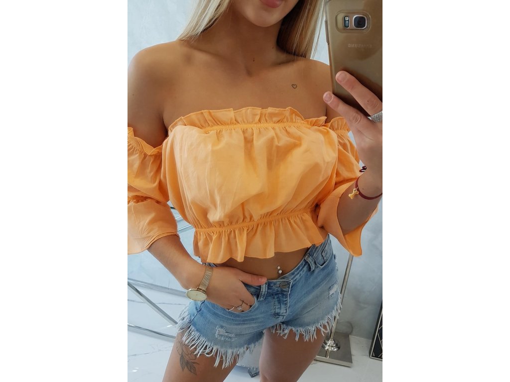 Volánkový crop top Korrine broskvový