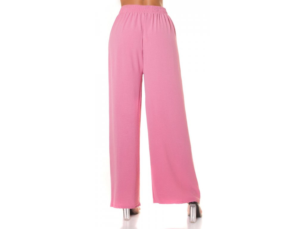Volné kalhoty do pasu Lorina růžové