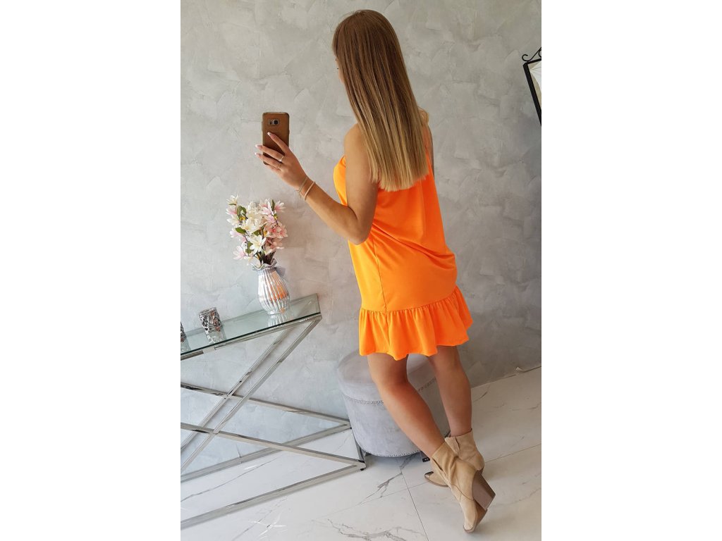 Volné šaty s volánkem Faith neonově oranžové