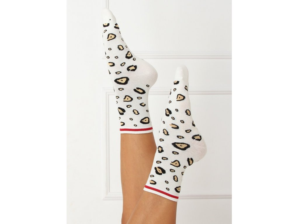 Vysoké leopardí ponožky Africa bílé