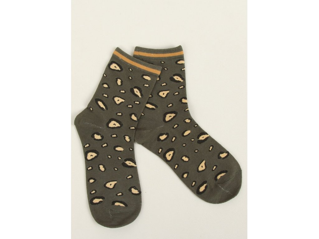 Vysoké leopardí ponožky Africa khaki