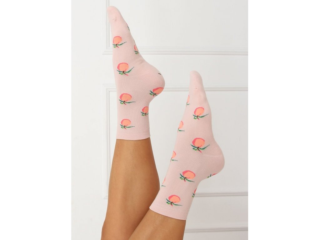 Vysoké ponožky s ovocem Alishia růžové