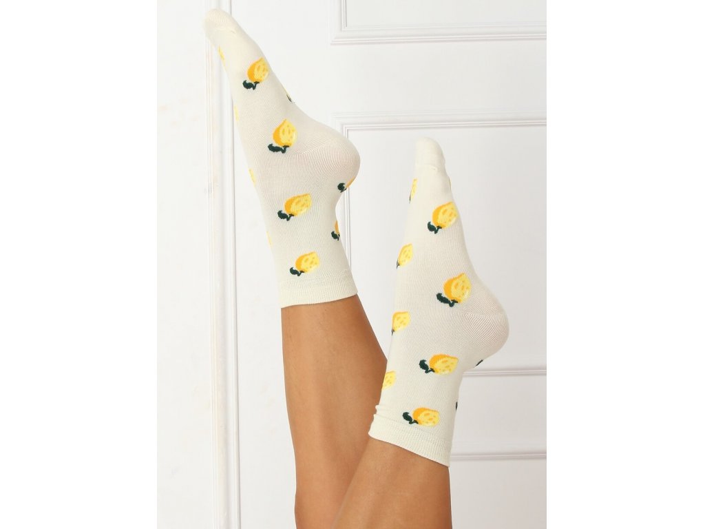 Vysoké ponožky s ovocem Alishia žluté