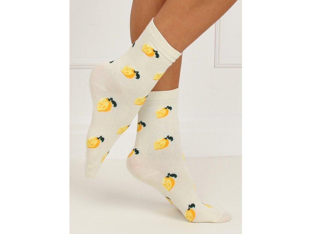 Vysoké ponožky s ovocem Alishia žluté