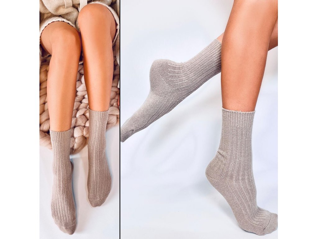 Vysoké teplé ponožky Jessika béžové
