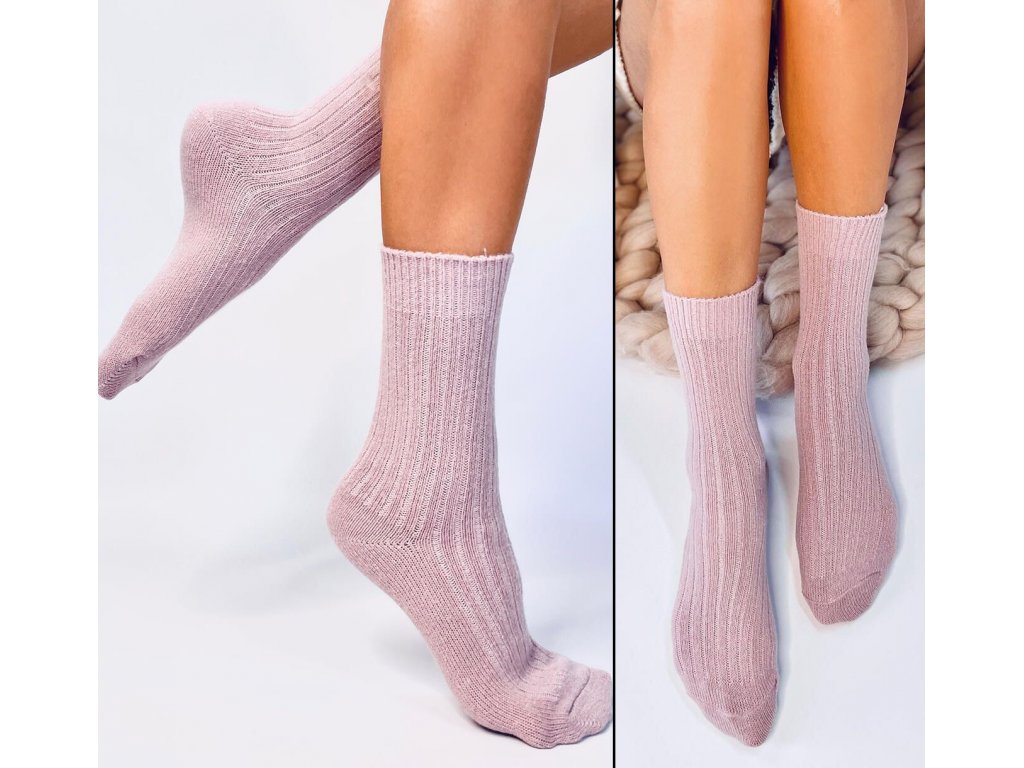 Vysoké teplé ponožky Jessika růžové