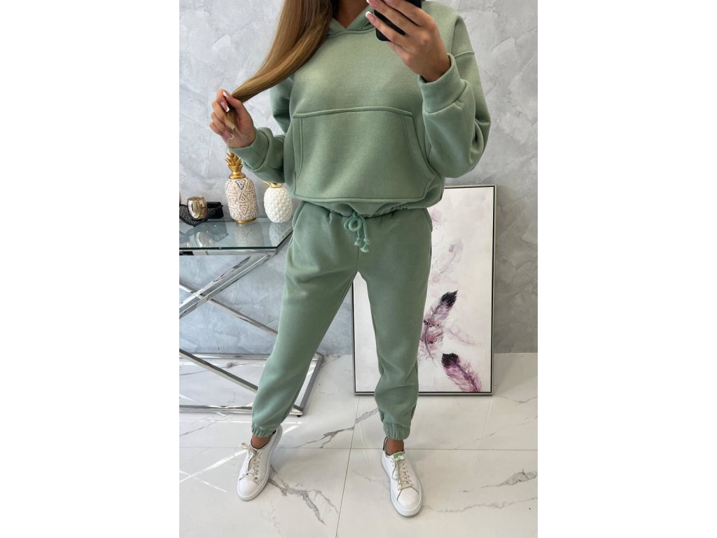 Zateplená teplákovka Lexie tmavá mint