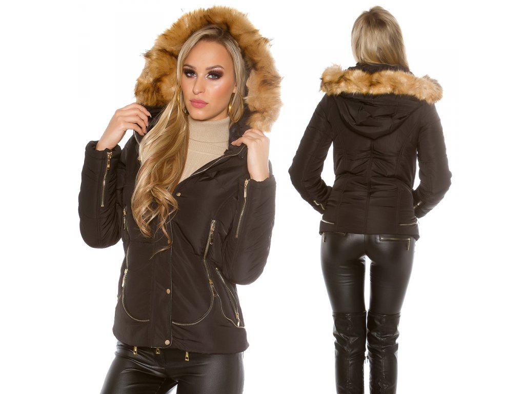 Zimní bunda s kapucí Černá
