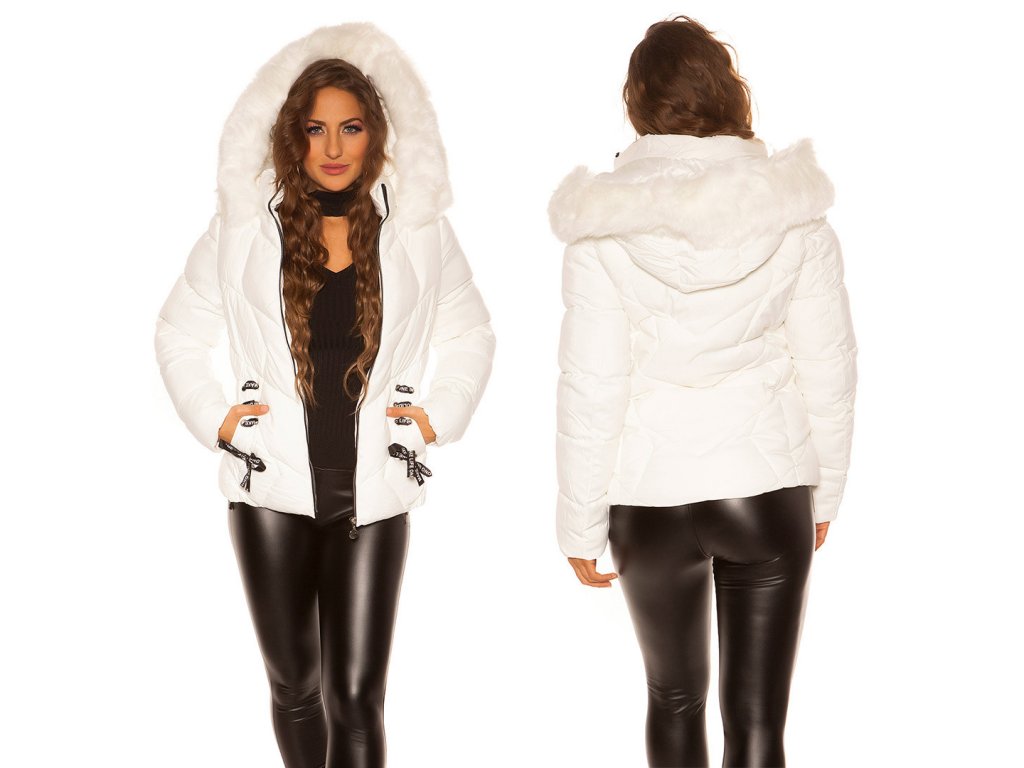 Zimní bunda s odnímatelnou kapucí Colena bílá