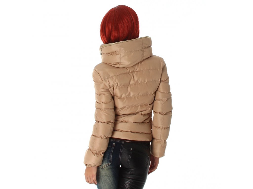 Zimní bunda s vysokým límcem Béžová
