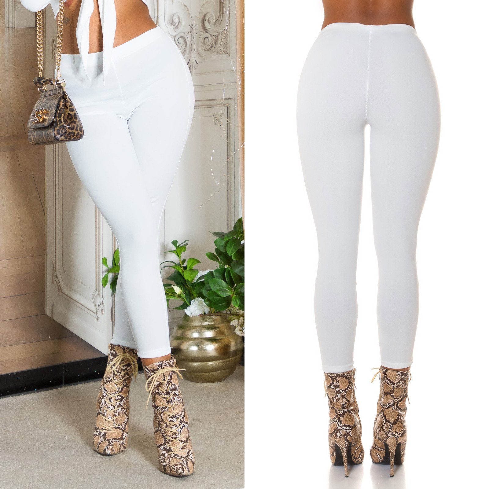 Basic vysoké kalhoty Donella bílé Velikost: XS