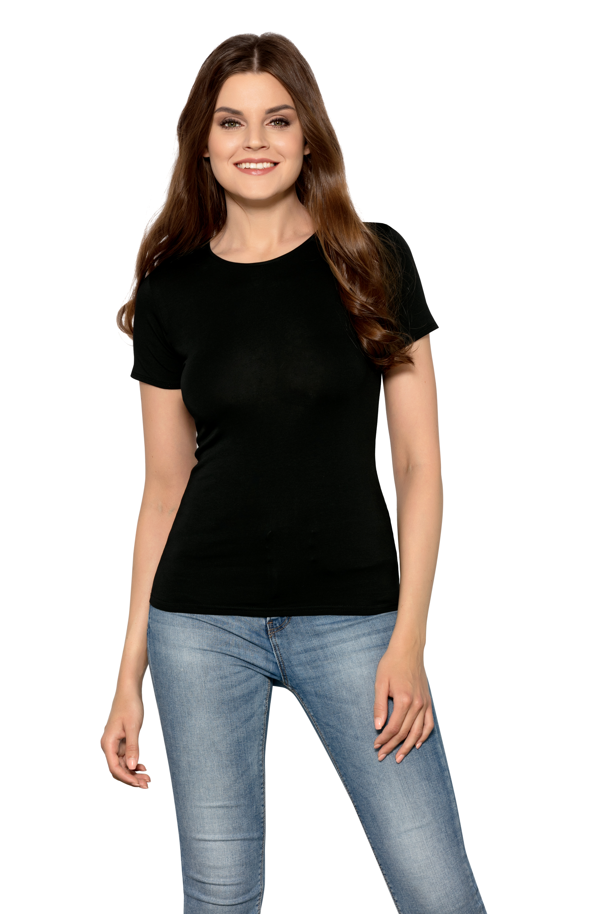 Bavlněné slim fit tričko Selma černé Velikost: XL