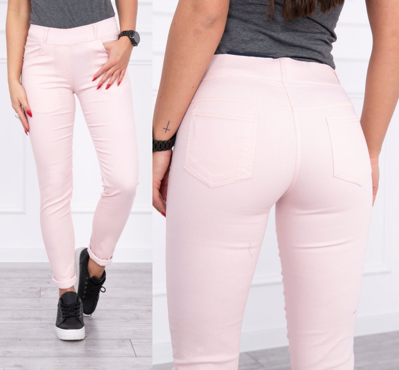 Dámské džíny Anstice pudrově růžové Velikost: XL