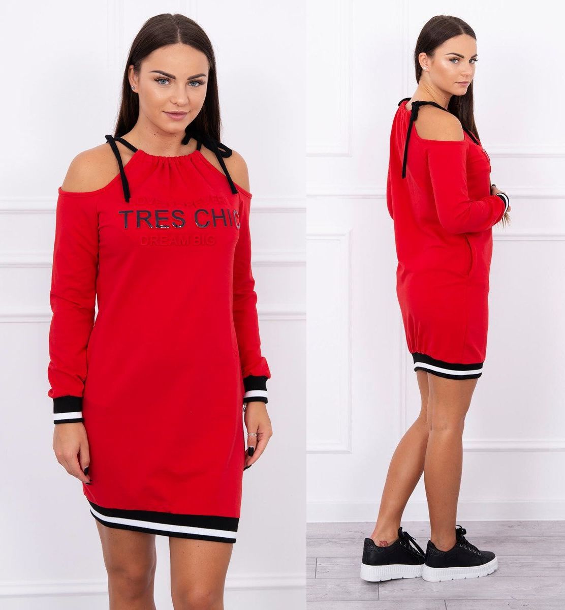 Dámské mikinové šaty TRES CHIC Skylar červené Velikost: Univerzální