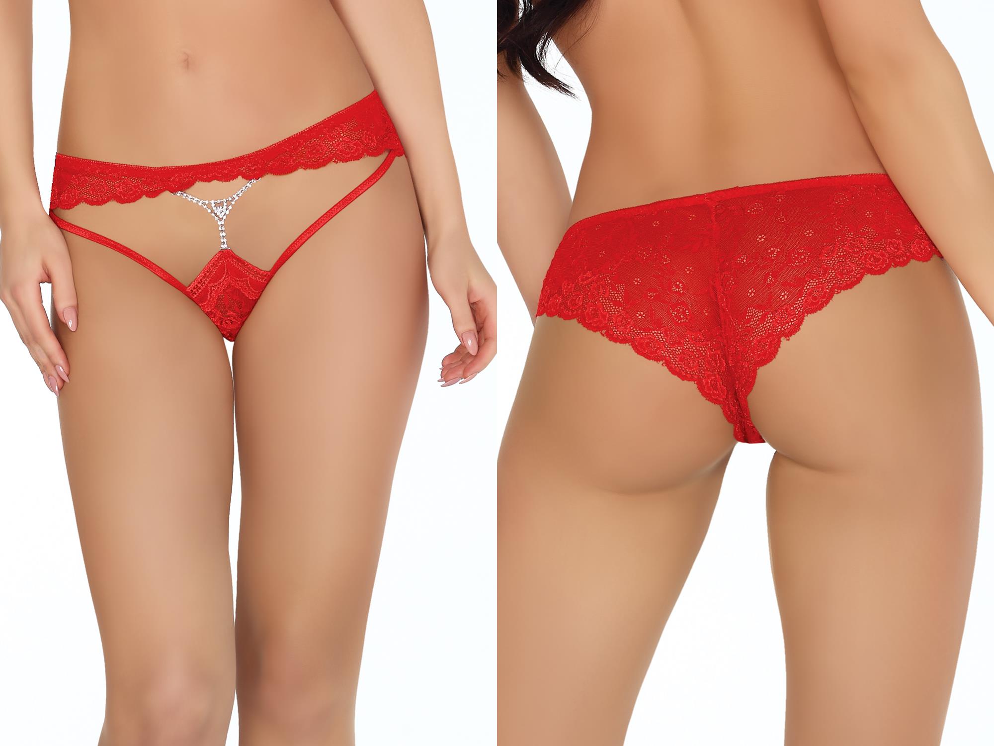 Erotické červené brazilky se zirkony Arline Velikost: L/XL