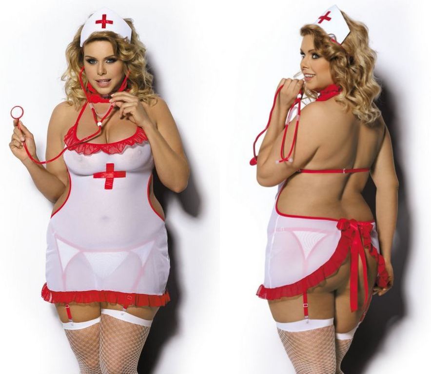 Erotický kostýmek zdravotní sestřičky Adelyna PLUS SIZE Velikost: XL/XXL