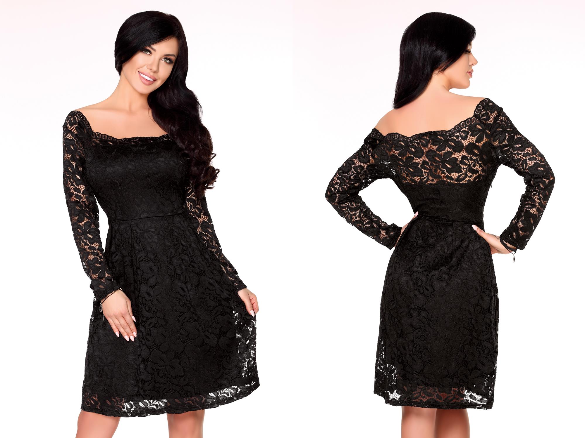 Krajkové šaty s rozšířenou sukýnkou Clarabelle černé Velikost: XL