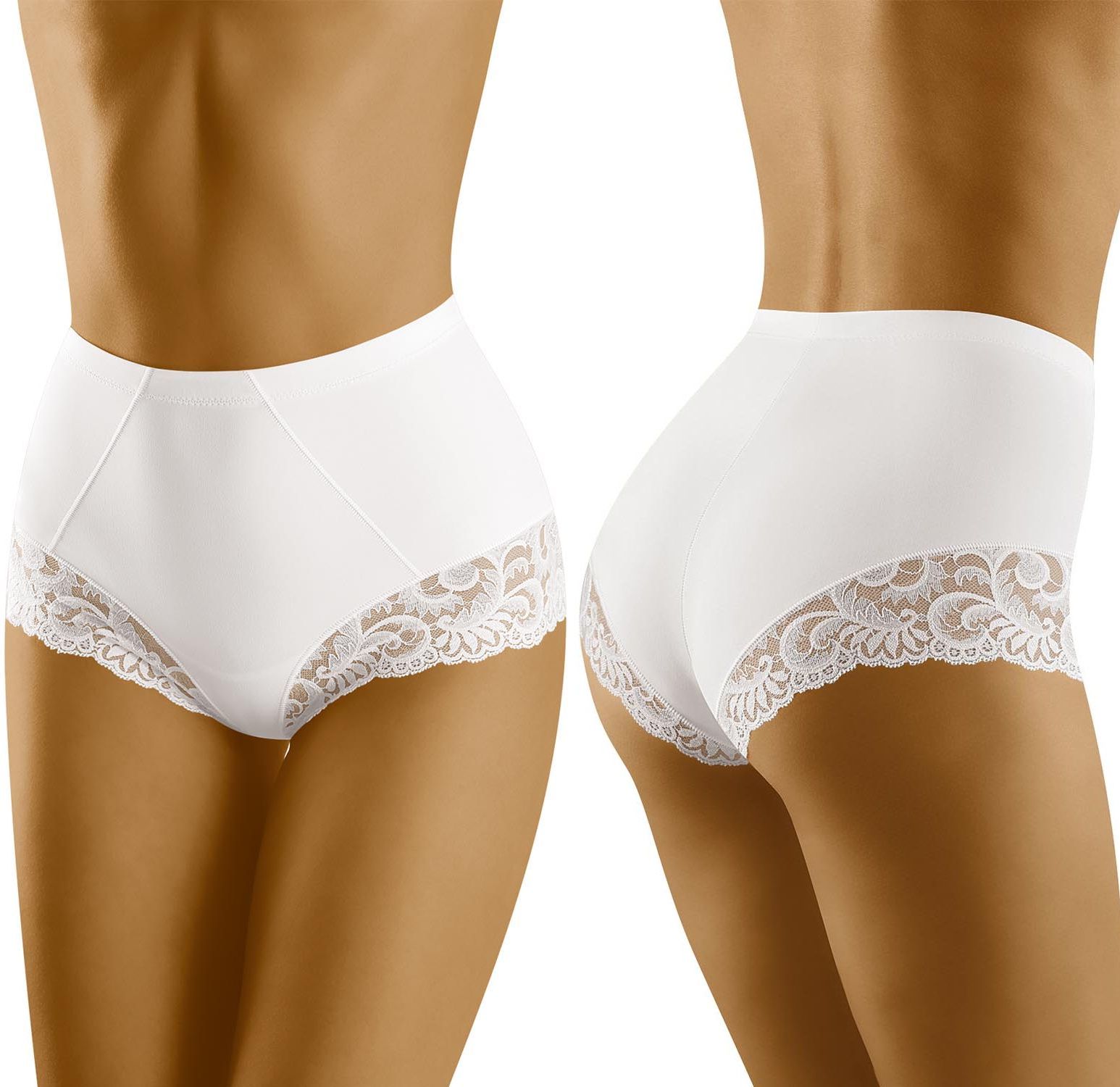 Modelující kalhotky s krajkou Flower bílé Velikost: XL