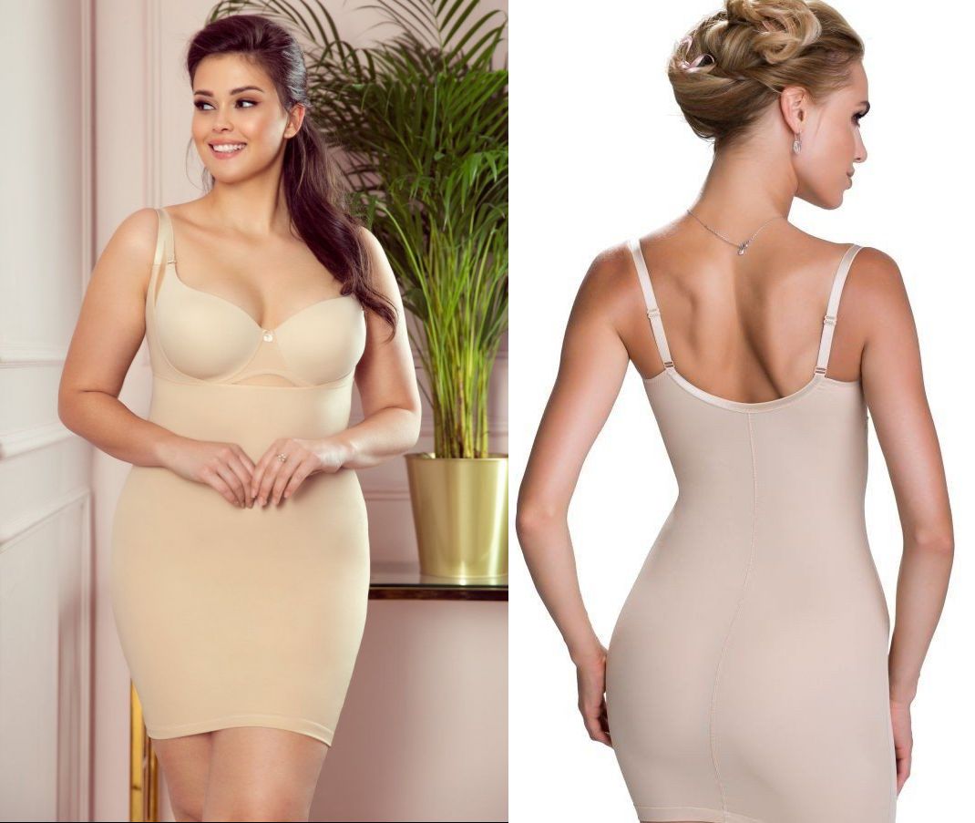 Modelující šaty Holly béžové Velikost: XL