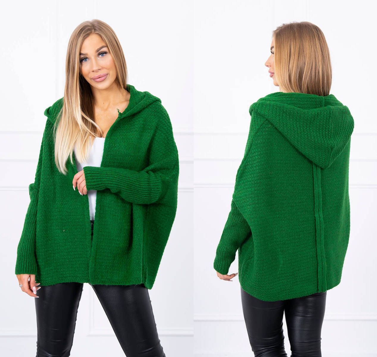 Pletený cardigan s kapucí Bea zelený Velikost: Univerzální