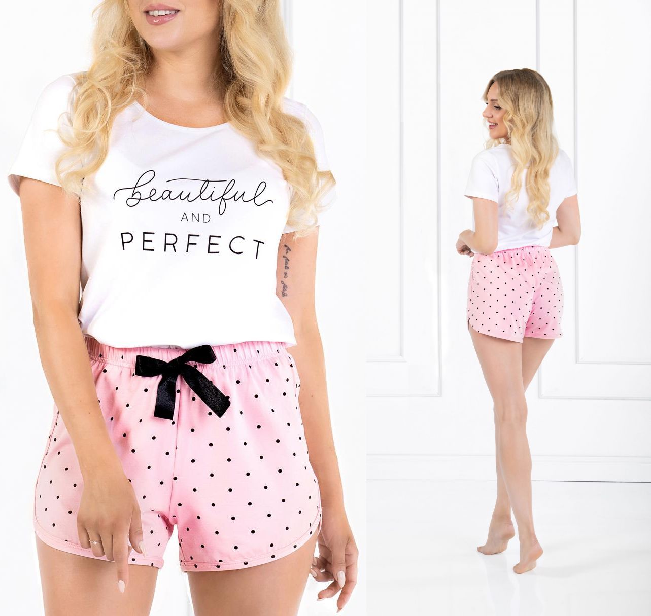 Pyžamo Beautiful and Perfect bílé/růžové Velikost: XL