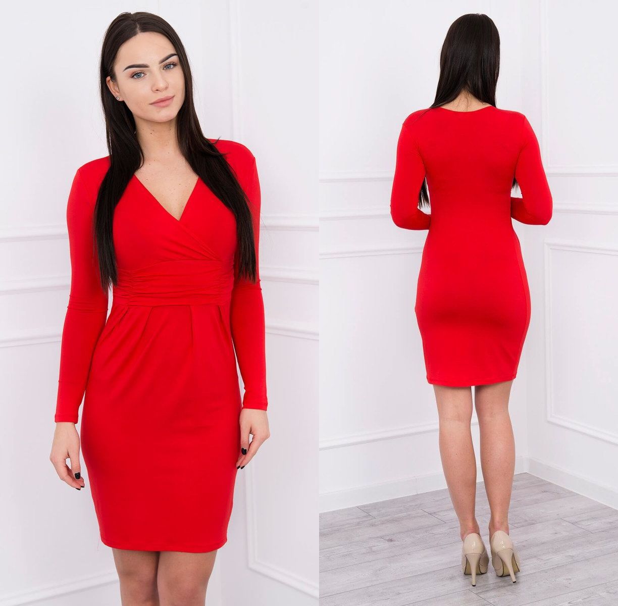Šaty s dlouhými rukávy Fancy červené Velikost: XL