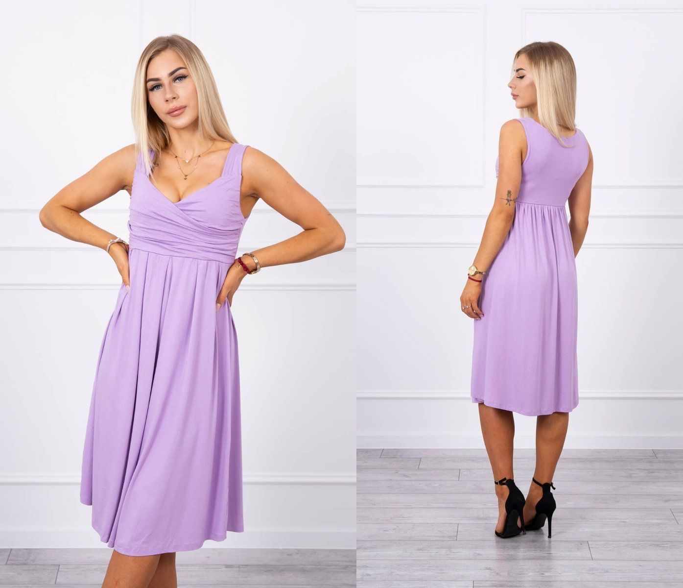 Šaty s rozšířenou sukýnkou Avaline fialové Velikost: 4XL