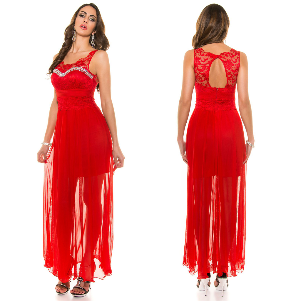 Společenské dlouhé šaty Červené Velikost: XL