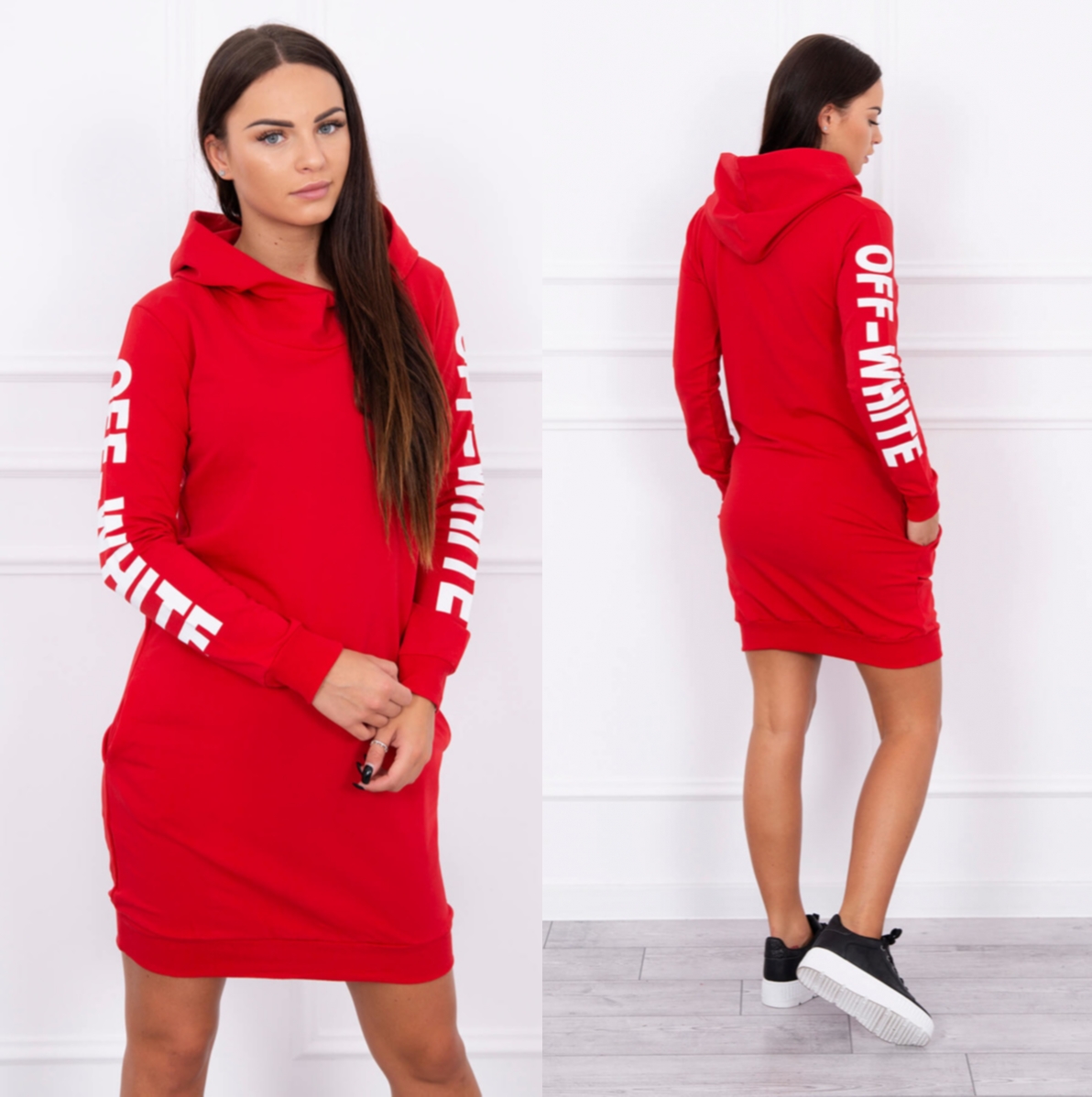Sportovní šaty s kapucí Anna červené Velikost: Univerzální