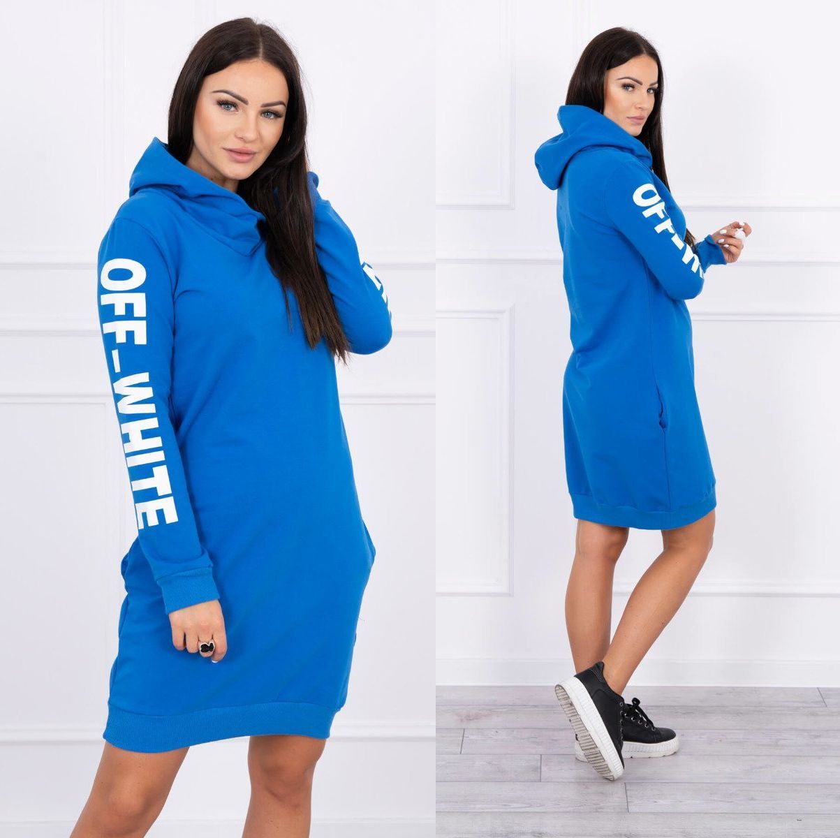 Sportovní šaty s kapucí Anna modré Velikost: Univerzální