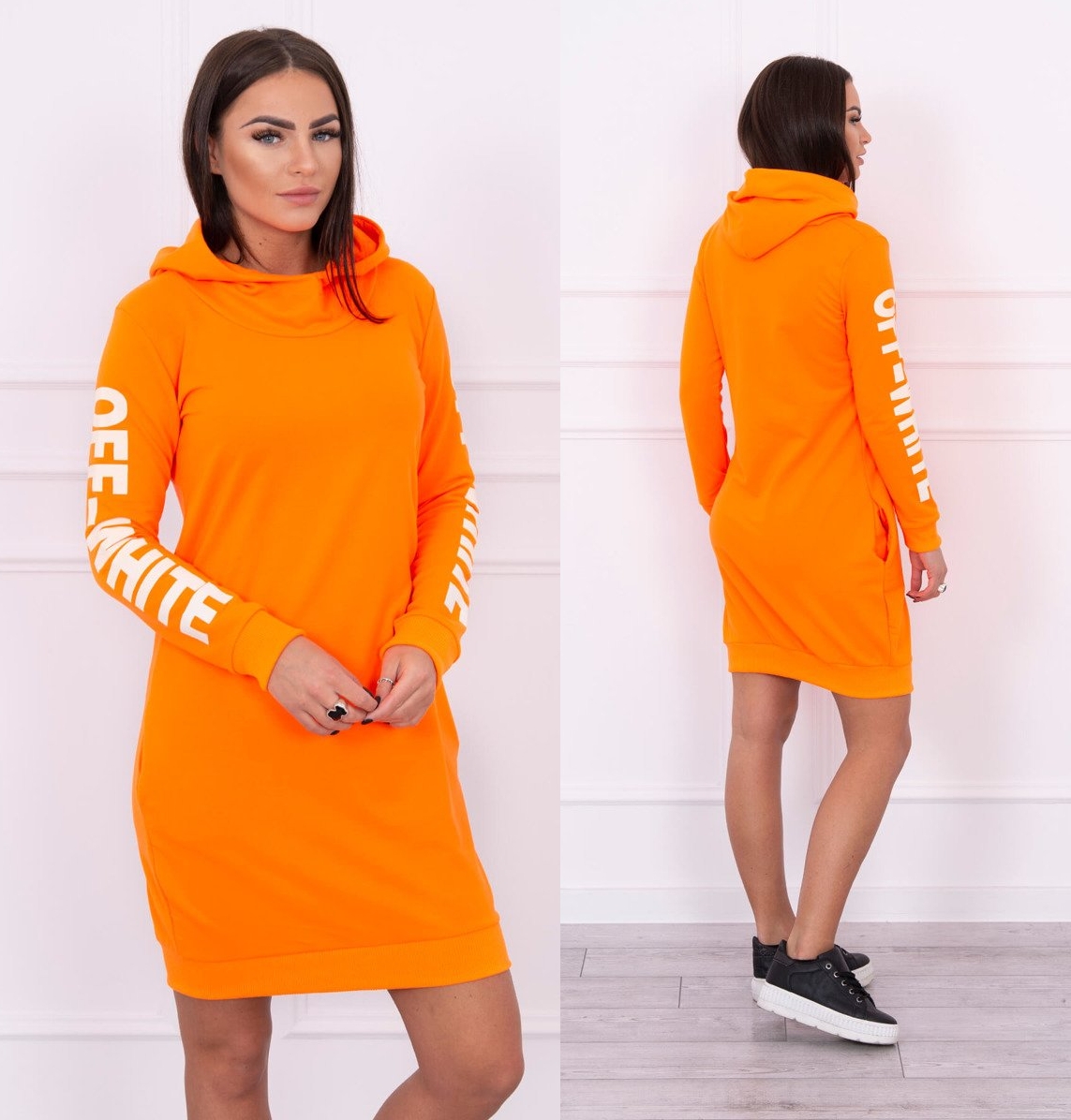 Sportovní šaty s kapucí Anna neonově oranžové Velikost: Univerzální