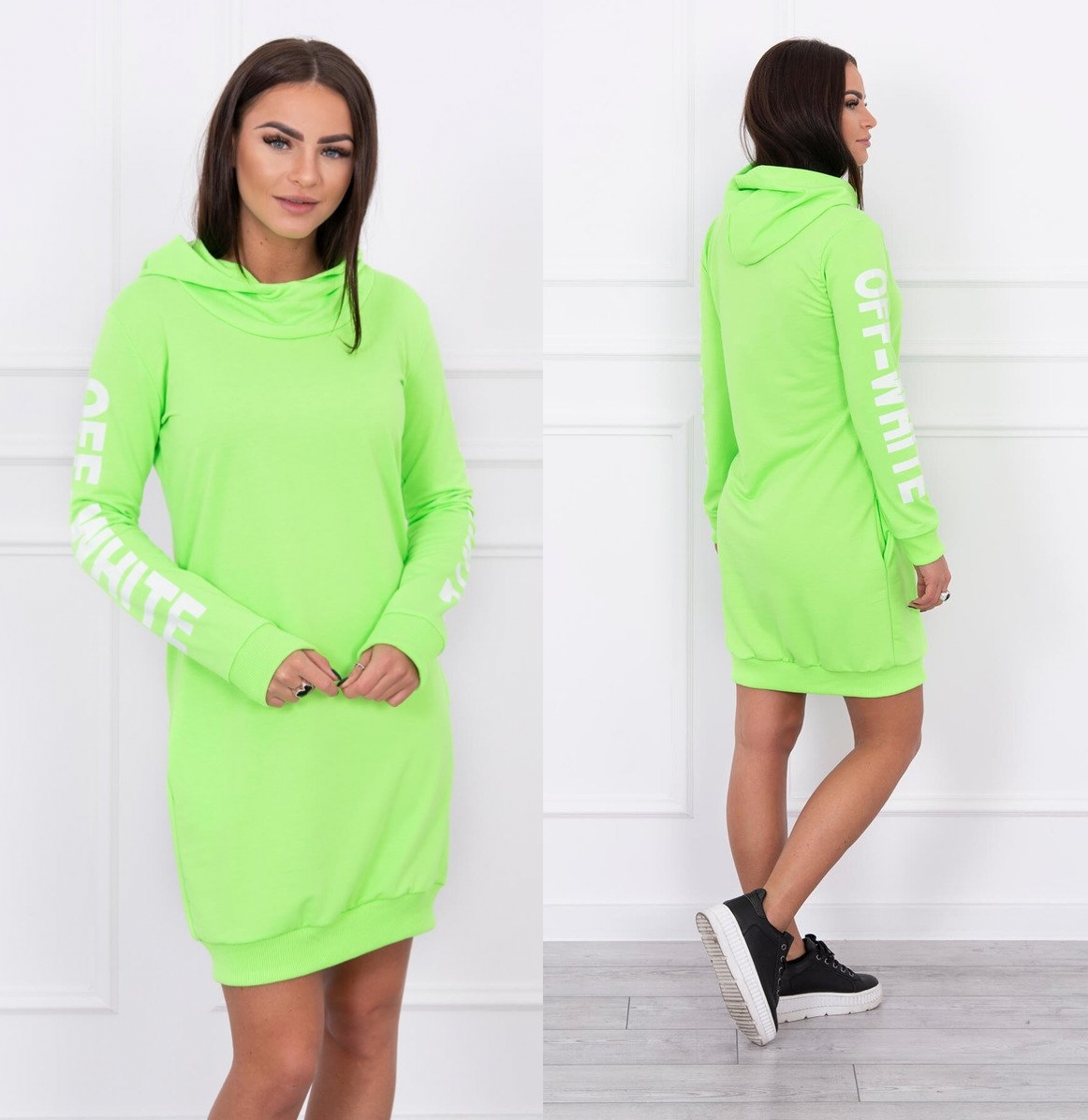 Sportovní šaty s kapucí Anna neonově zelené Velikost: Univerzální