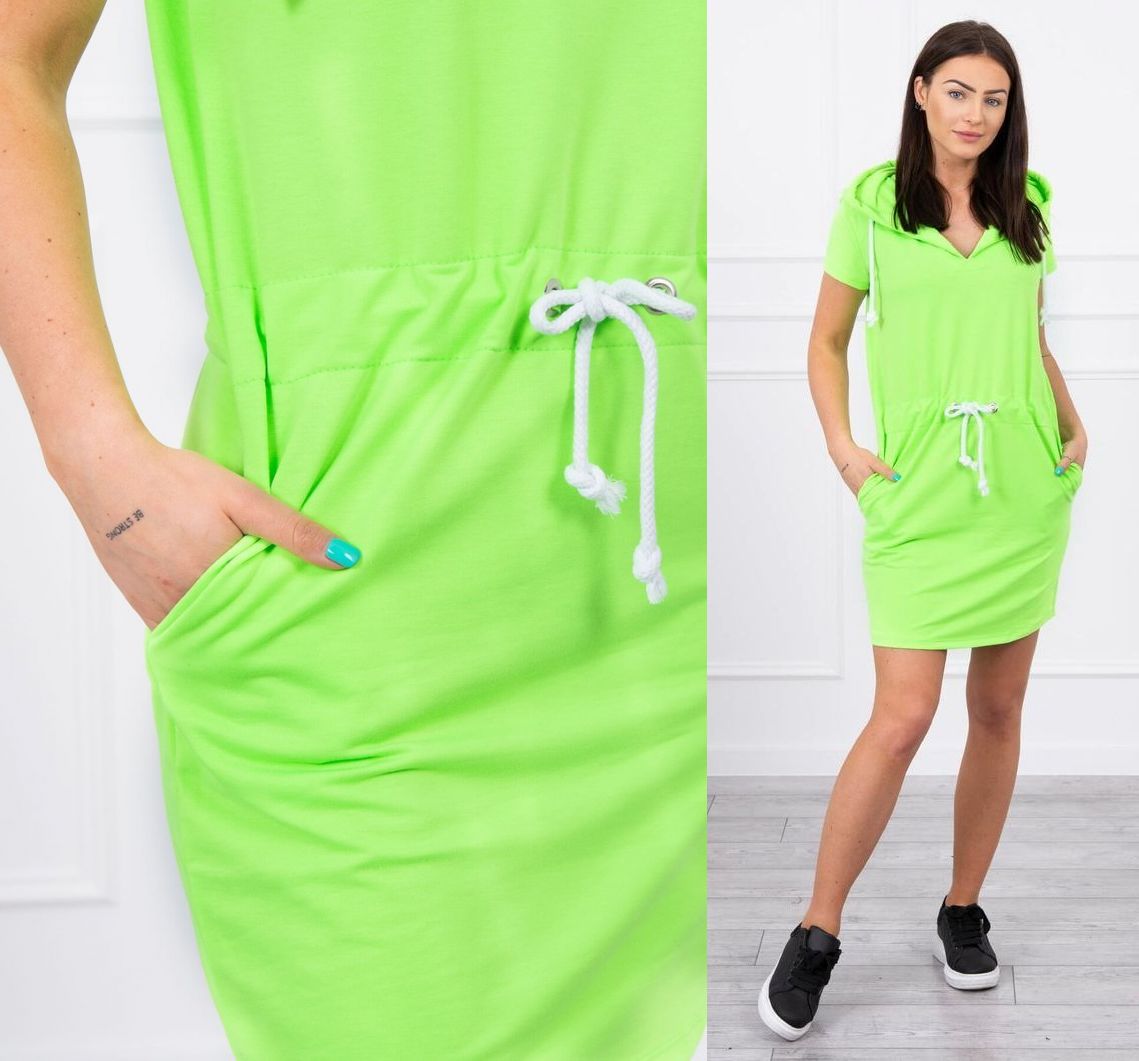 Sportovní šaty s kapucí Joss neonově zelené Velikost: Univerzální