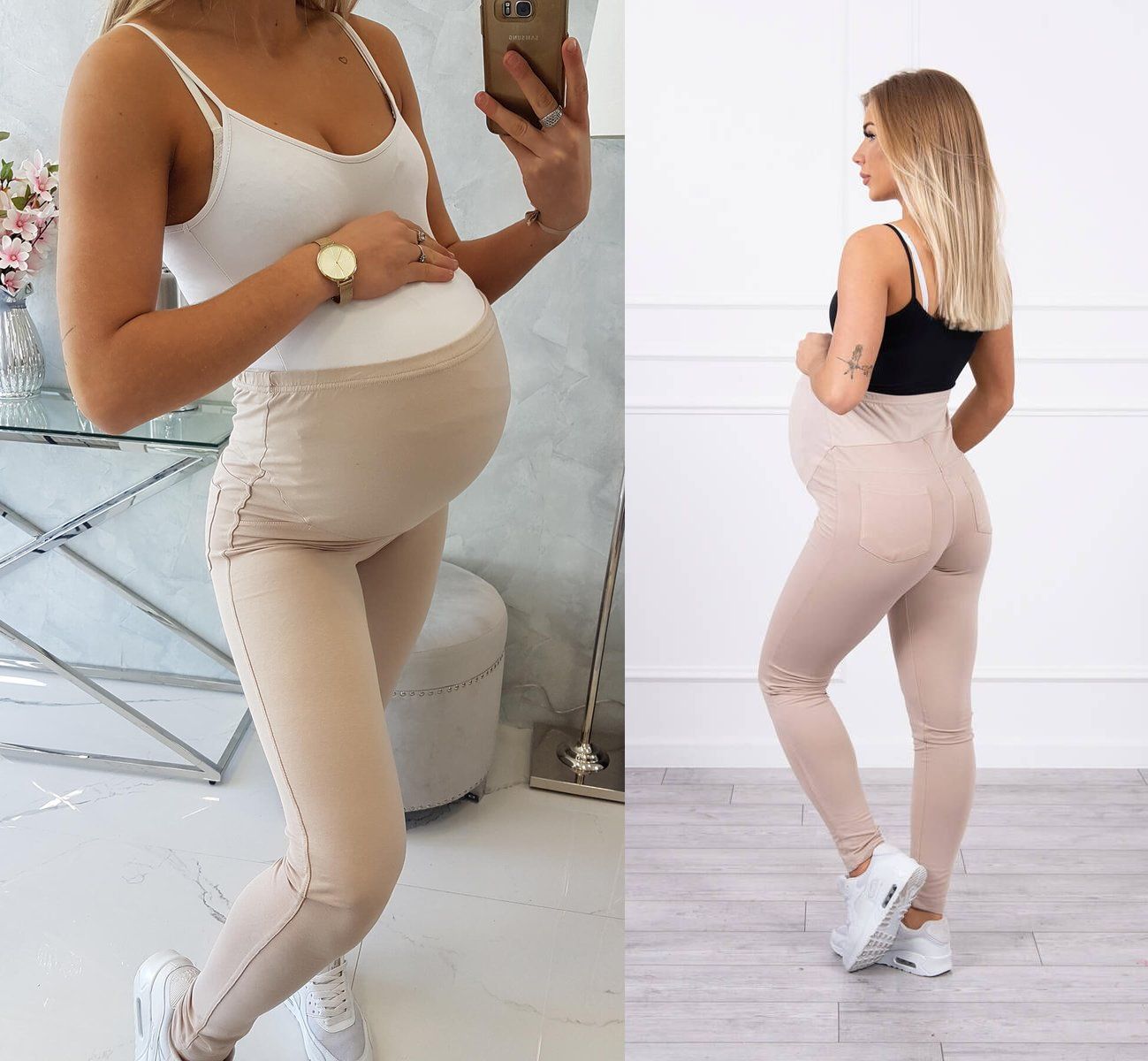 Těhotenské kalhoty Arden béžové Velikost: L