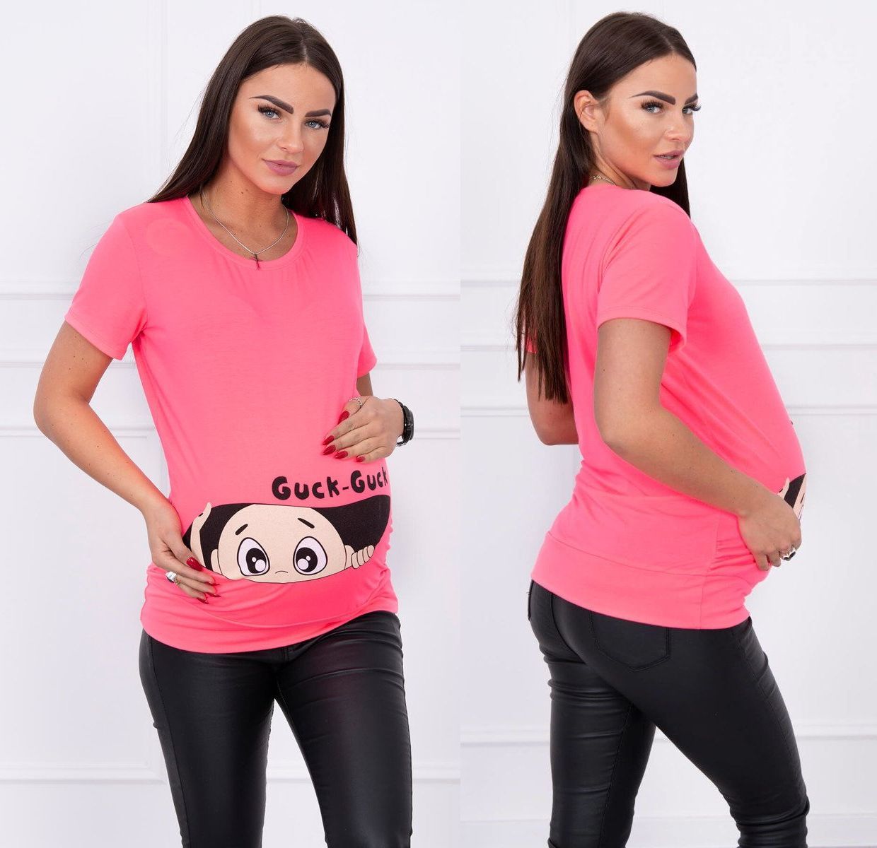 Těhotenské tričko Lallie neonově růžové Velikost: XL