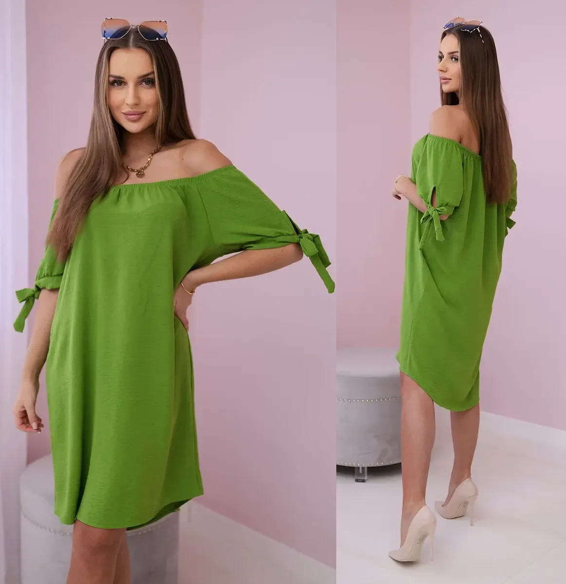 Volné letní šaty Hallie olivové Velikost: Univerzální