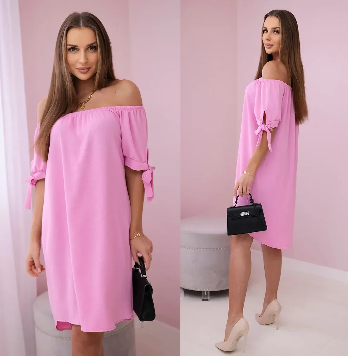 Volné letní šaty Hallie světle růžové Velikost: Univerzální
