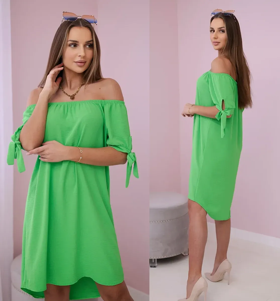 Volné letní šaty Hallie světle zelené Velikost: Univerzální