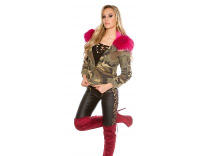 Army zimní bunda s kožešinou Fuchsiová