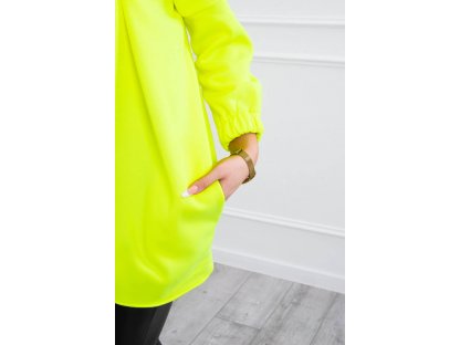 Asymetrická mikina s krátkým zipem Sharyn neonově žlutá