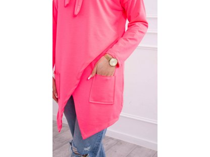 Asymetrická tunika s límcem Marlene neonově růžová