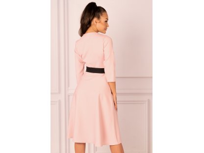 Asymetrické šaty s knoflíky a zavazováním Gaynor pudrově růžové