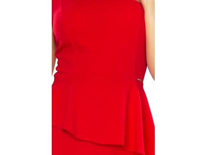 Asymetrické šaty s volánkem Madoline červené