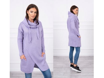 Asymetrický svetr s kapucí Candi fialový