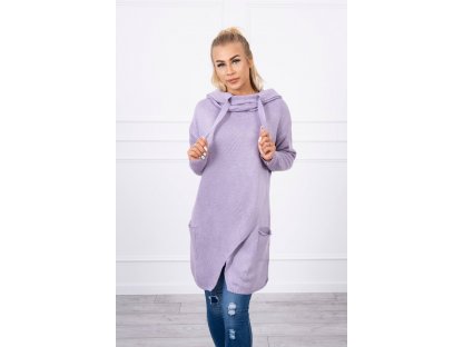 Asymetrický svetr s kapucí Candi světle fialový