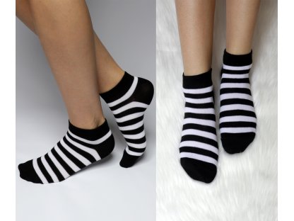 Bambusové kotníkové ponožky s proužky Lainey černé
