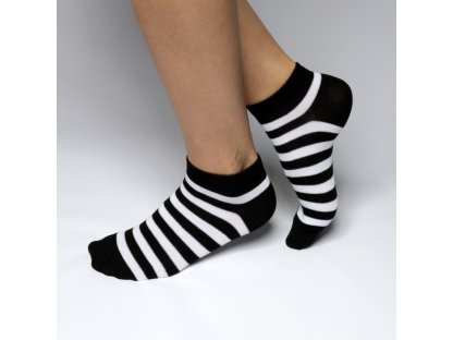 Bambusové kotníkové ponožky s proužky Lainey černé